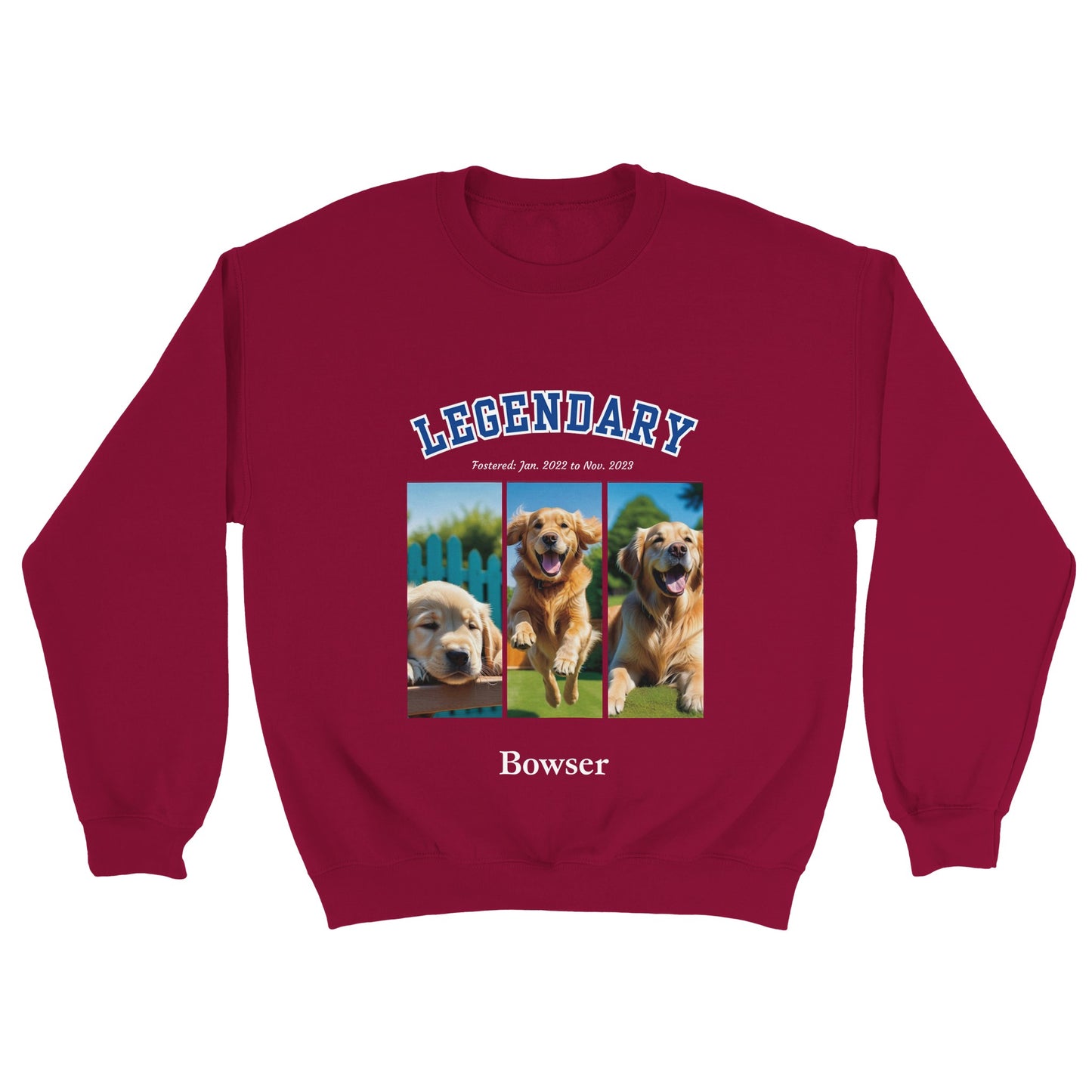 American College Varsity Design Custom 3 Pet Photos Sweatshirt – Celebrate Your Furry Friend Cardinal Red
