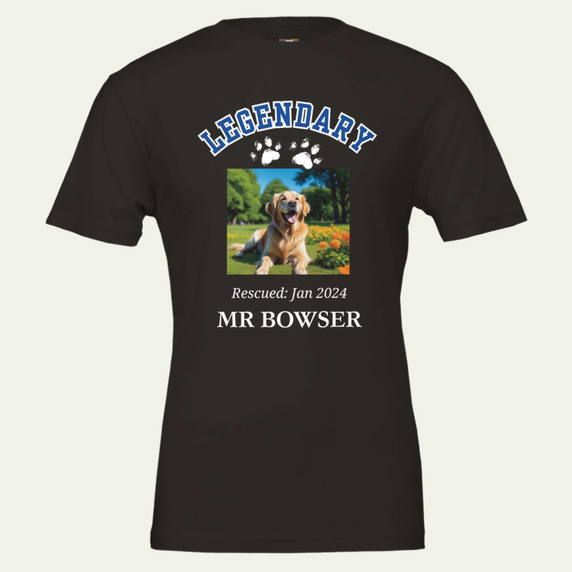 American College Varsity Design Custom Pet Photo T-Shirt – Celebrate Your Furry Friend Black