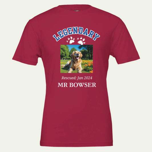 American College Varsity Design Custom Pet Photo T-Shirt – Celebrate Your Furry Friend Cardinal Red