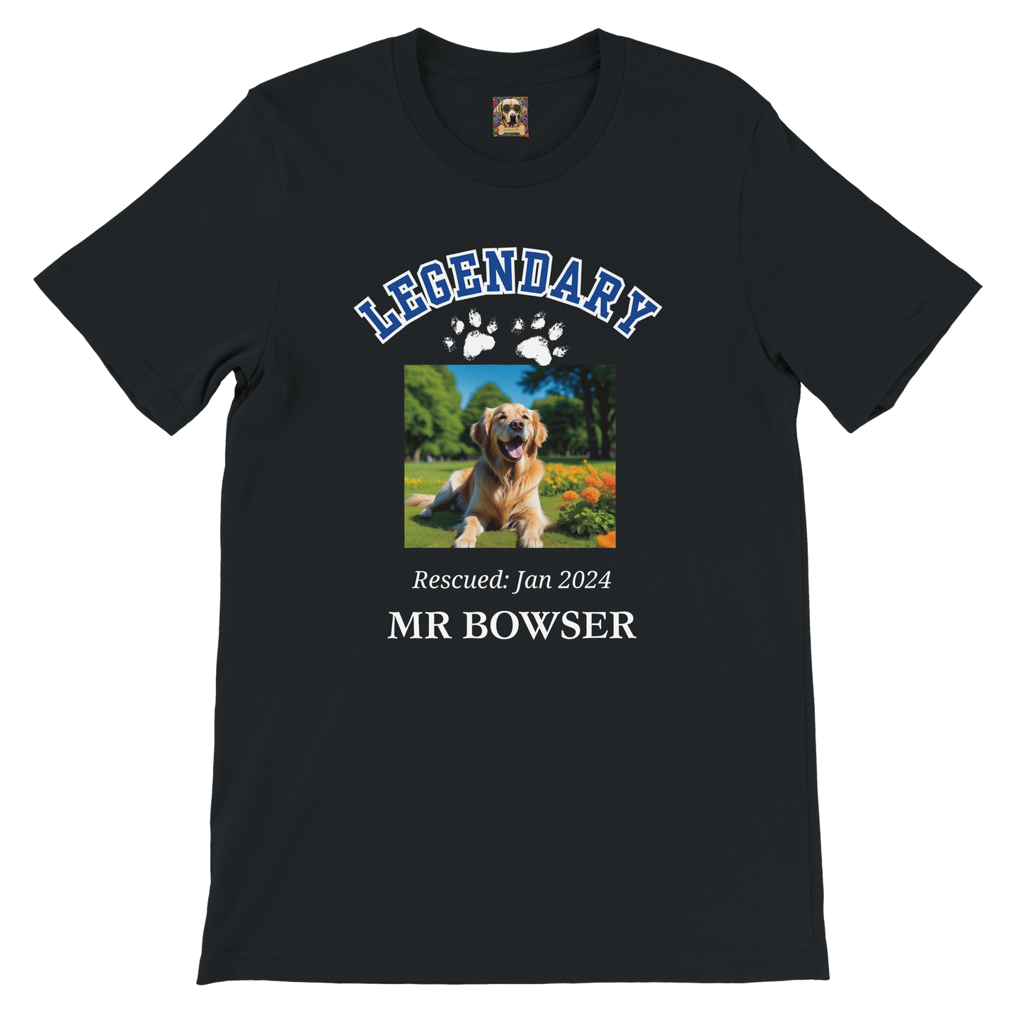 American College Varsity Design Custom Pet Photo T-Shirt – Celebrate Your Furry Friend black