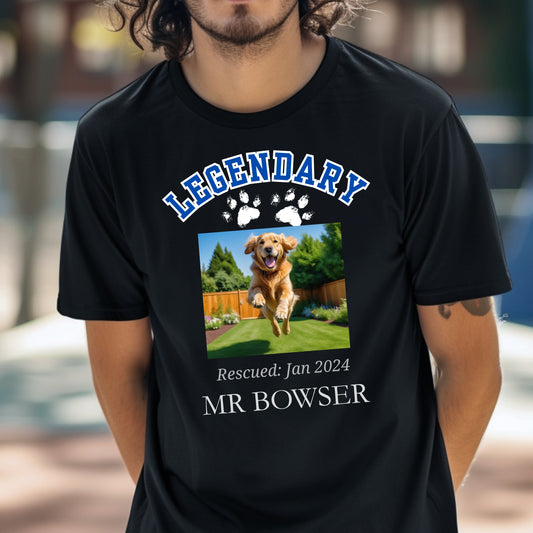 American College Varsity Design Custom Pet Photo T-Shirt – Celebrate Your Furry Friend context black