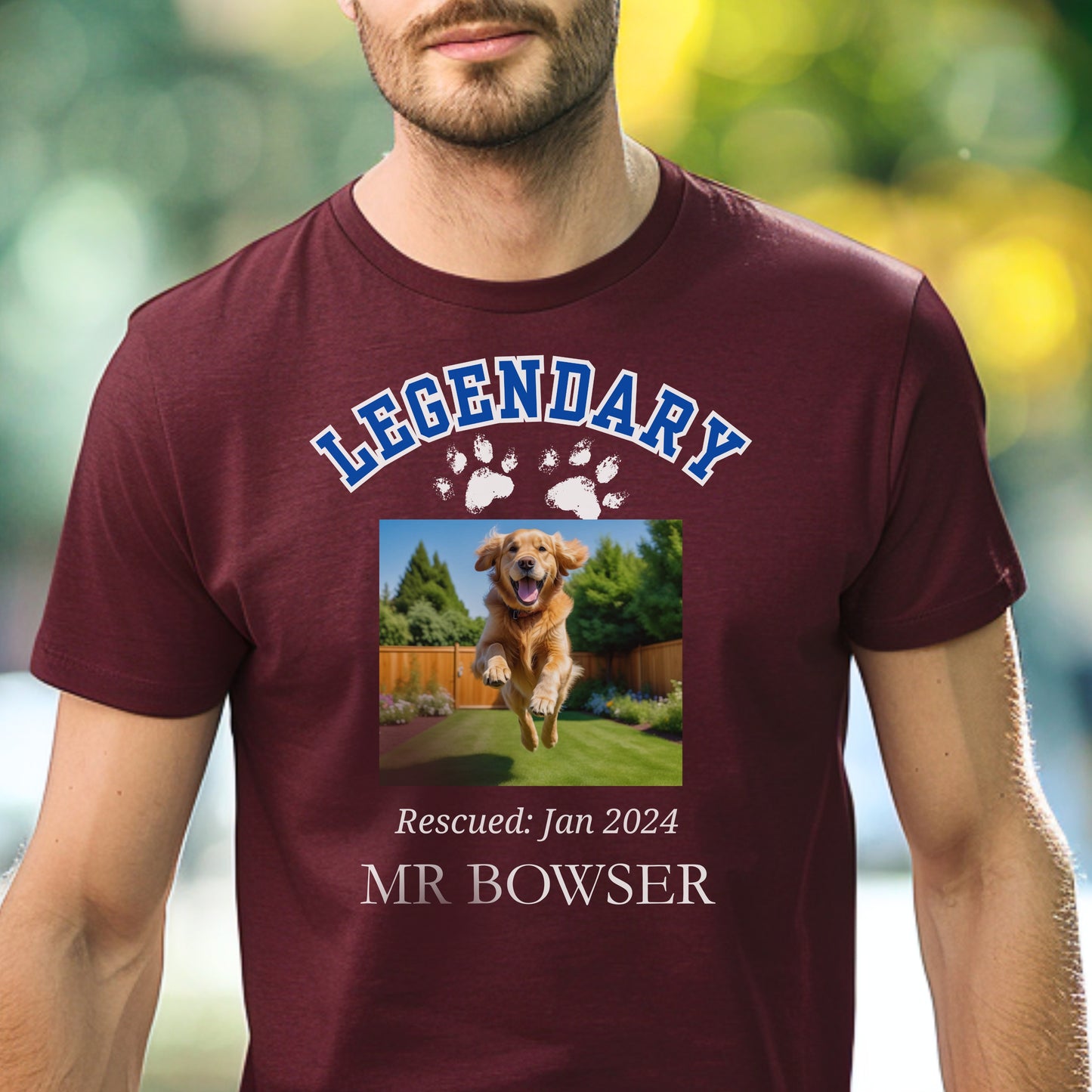 American College Varsity Design Custom Pet Photo T-Shirt – Celebrate Your Furry Friend context cardinal red