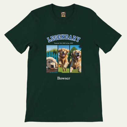 Amerilackcanb College Varsity Design Custom 3 Pet Photos T-Shirt – Celebrate Your Furry Friend - Forest Green