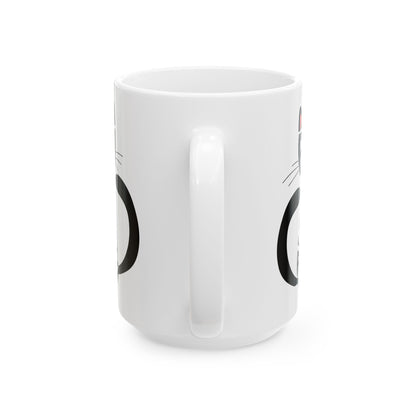 Black Cat Aesthetic Ceramic Mug - "Read, Sleep, Repeat" - Book Quote context 15 oz handle towards viewer