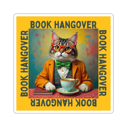 Book Hangover Cat Stickers - Fun Literary Decor for Book Lovers