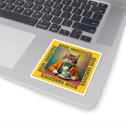 Book Hangover Cat Stickers - Fun Literary Decor for Book Lovers context