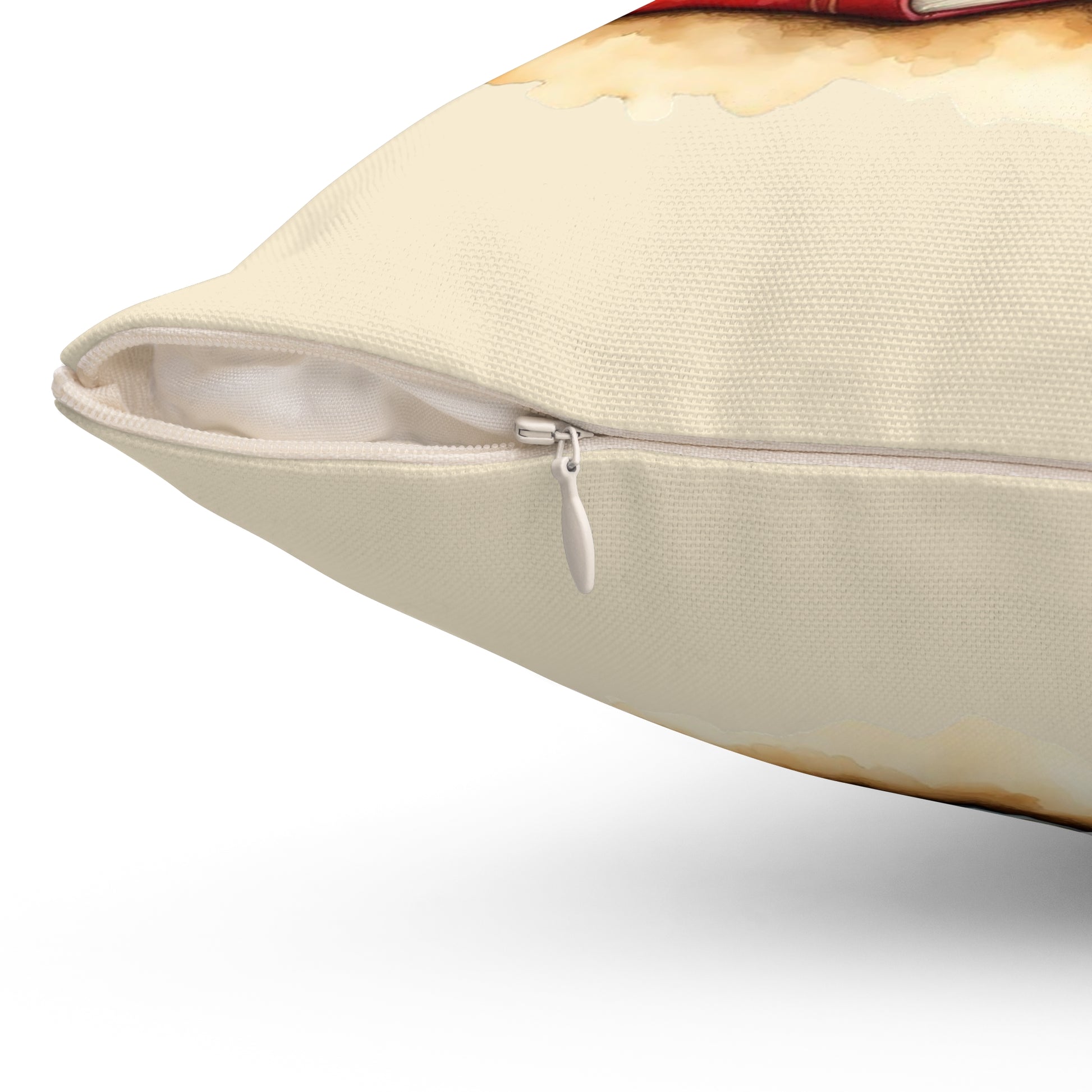 Bookish Cat Pillow – Cozy Grand Millennial Reading Corner Decor & Perfect Gift for Cat-Loving Bookworms Zipper detail