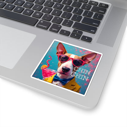 Chin Chin Retro Cocktail Bull Terrier Sticker – Fun & Quirky Cocktail Kiss-Cut Stickers context