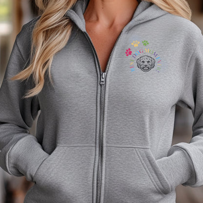 Classic Zip Hoodie | Embroidery| Best Dog Mom Ever! context sport grey