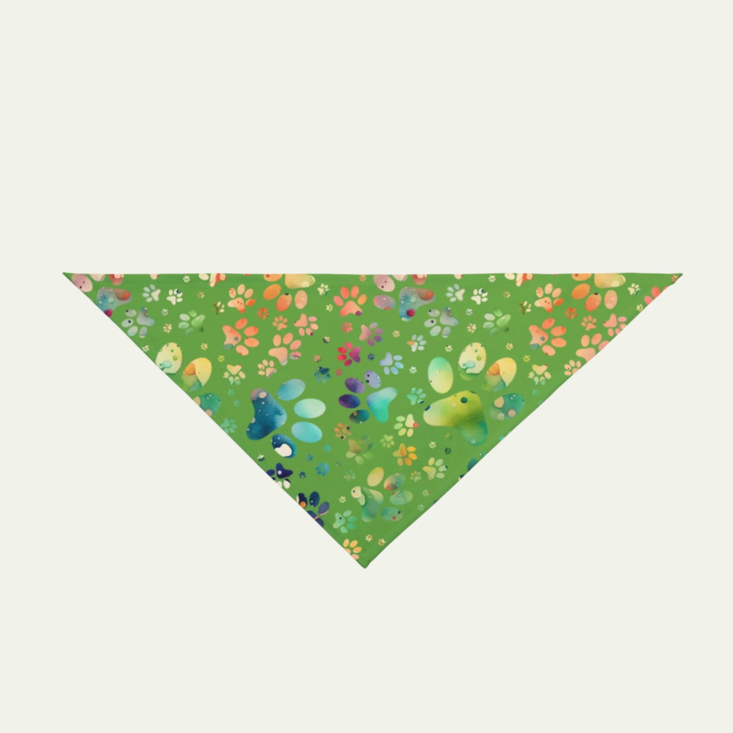 Colorful Paw Prints on Vibrant Green, Pet Bandana for Dogs - Perfect for March Outings 20 X 10