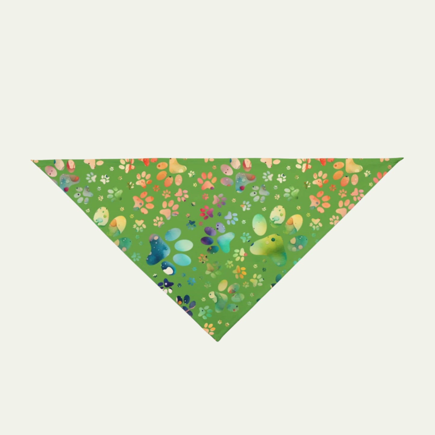 Colorful Paw Prints on Vibrant Green, Pet Bandana for Dogs - Perfect for March Outings 27 X 13