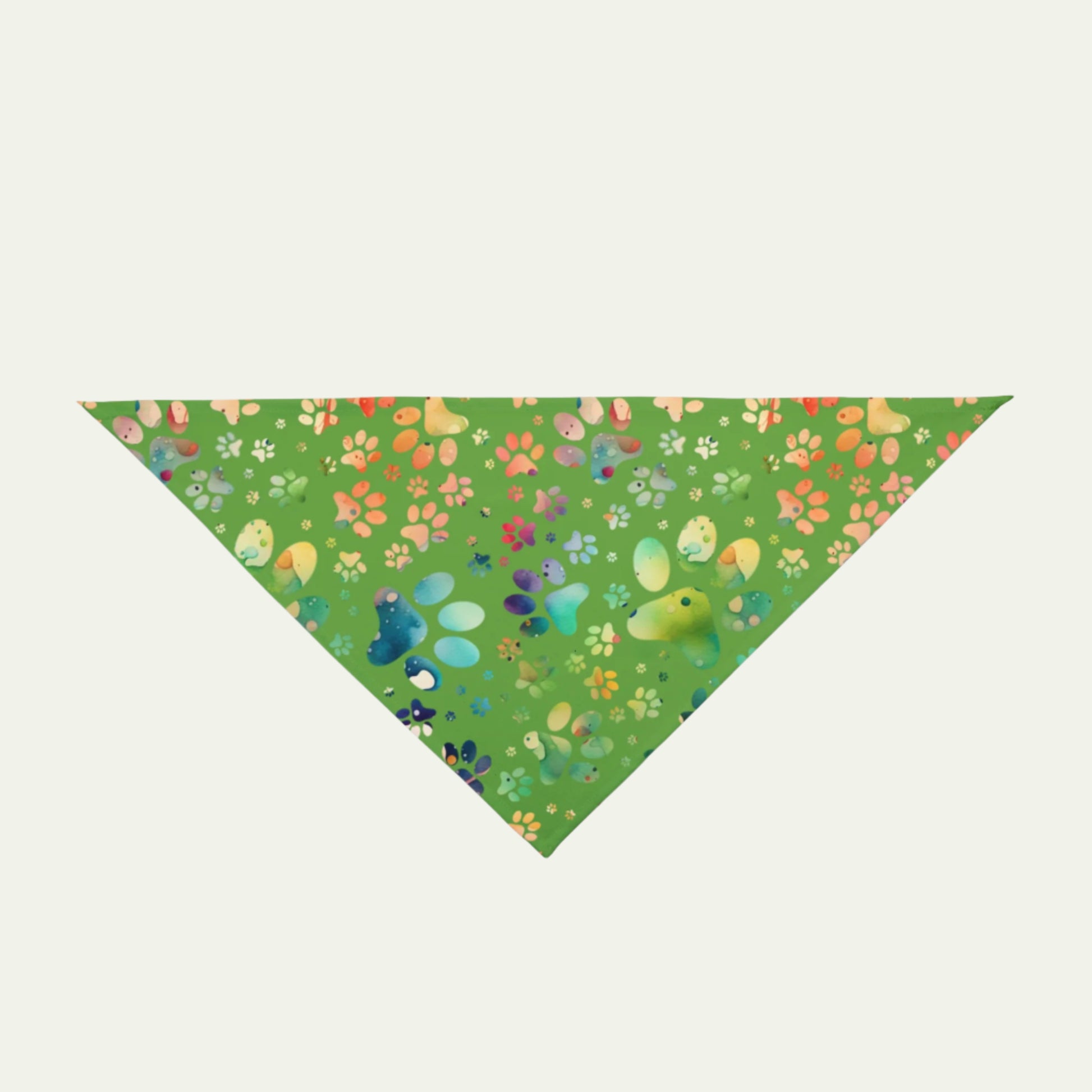 Colorful Paw Prints on Vibrant Green, Pet Bandana for Dogs - Perfect for March Outings 27 X 13