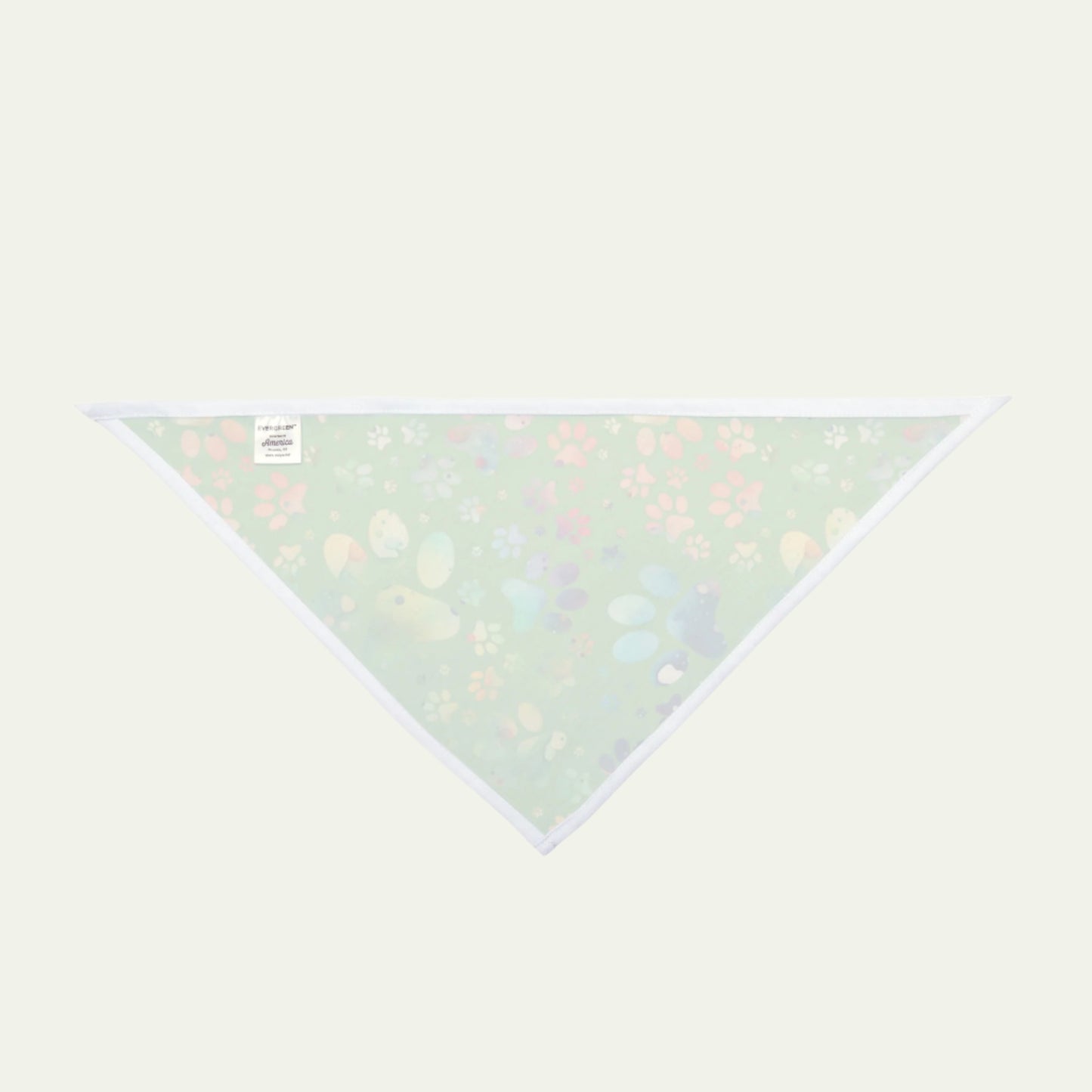 Colorful Paw Prints on Vibrant Green, Pet Bandana for Dogs - Perfect for March Outings underside
