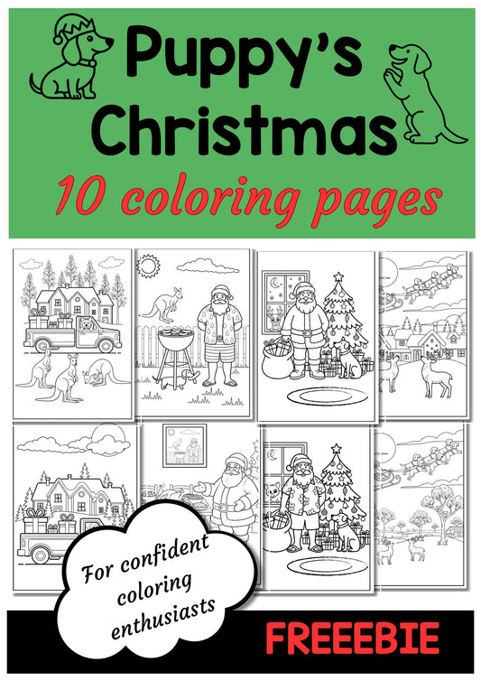 Puppy's Christmas Coloring Sheets