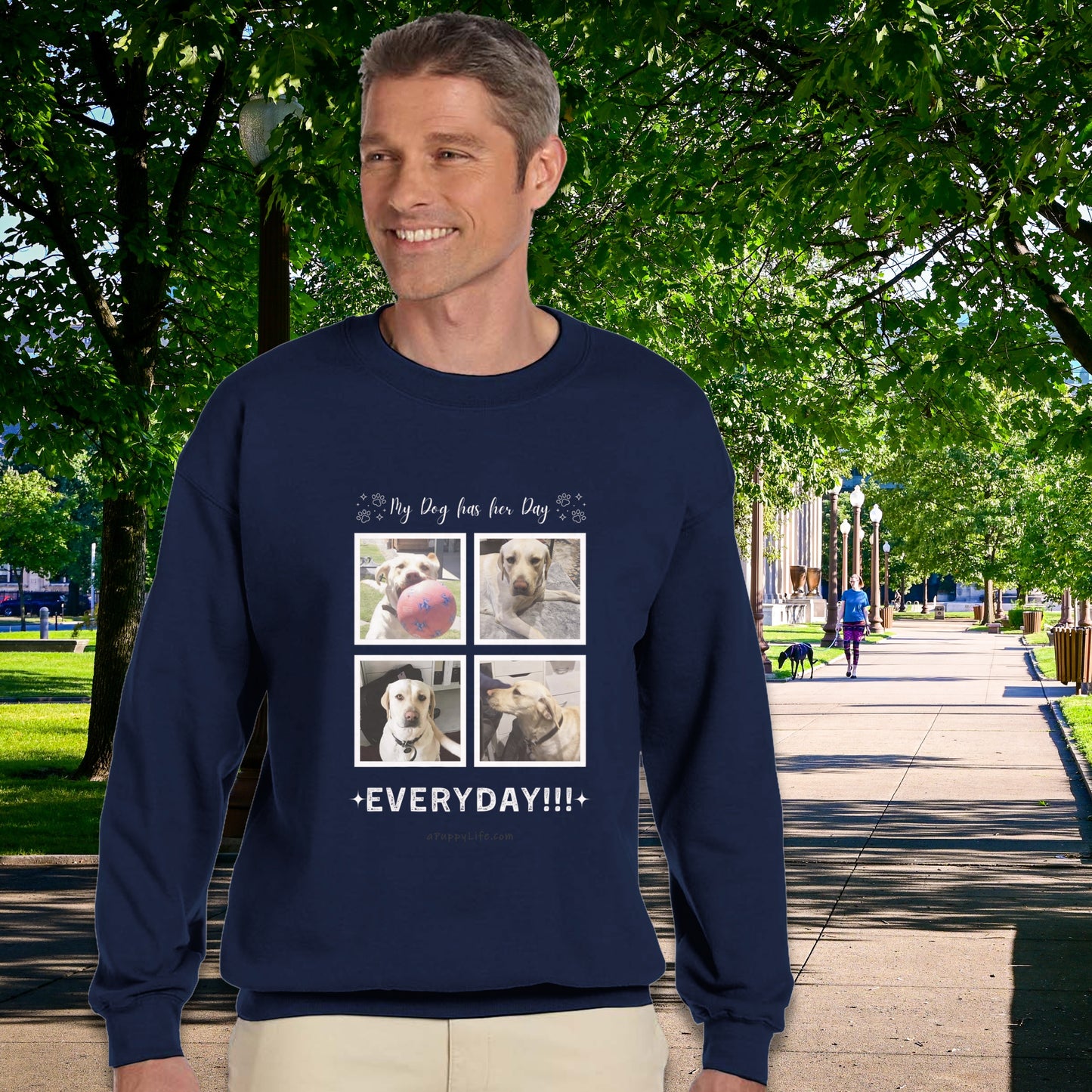 Custom Dog Photos on Crewneck Sweatshirt, Funny Sweatshirt for Dog Owners her day full length context