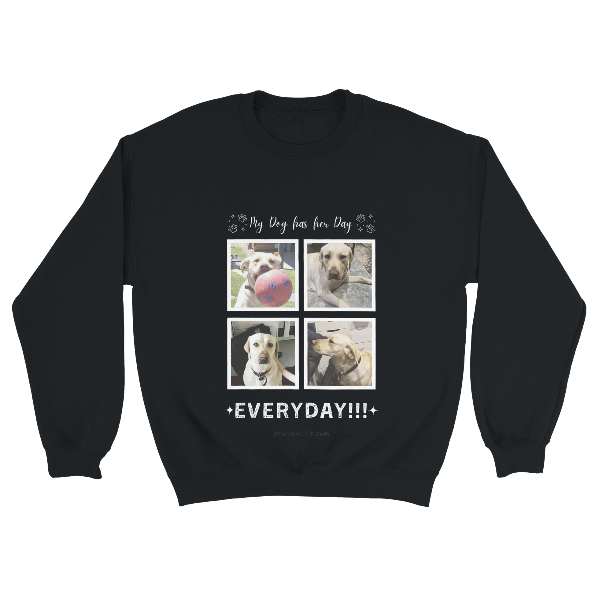 Custom Dog Photos on Crewneck Sweatshirt, Funny Sweatshirt for Dog Owners her day black