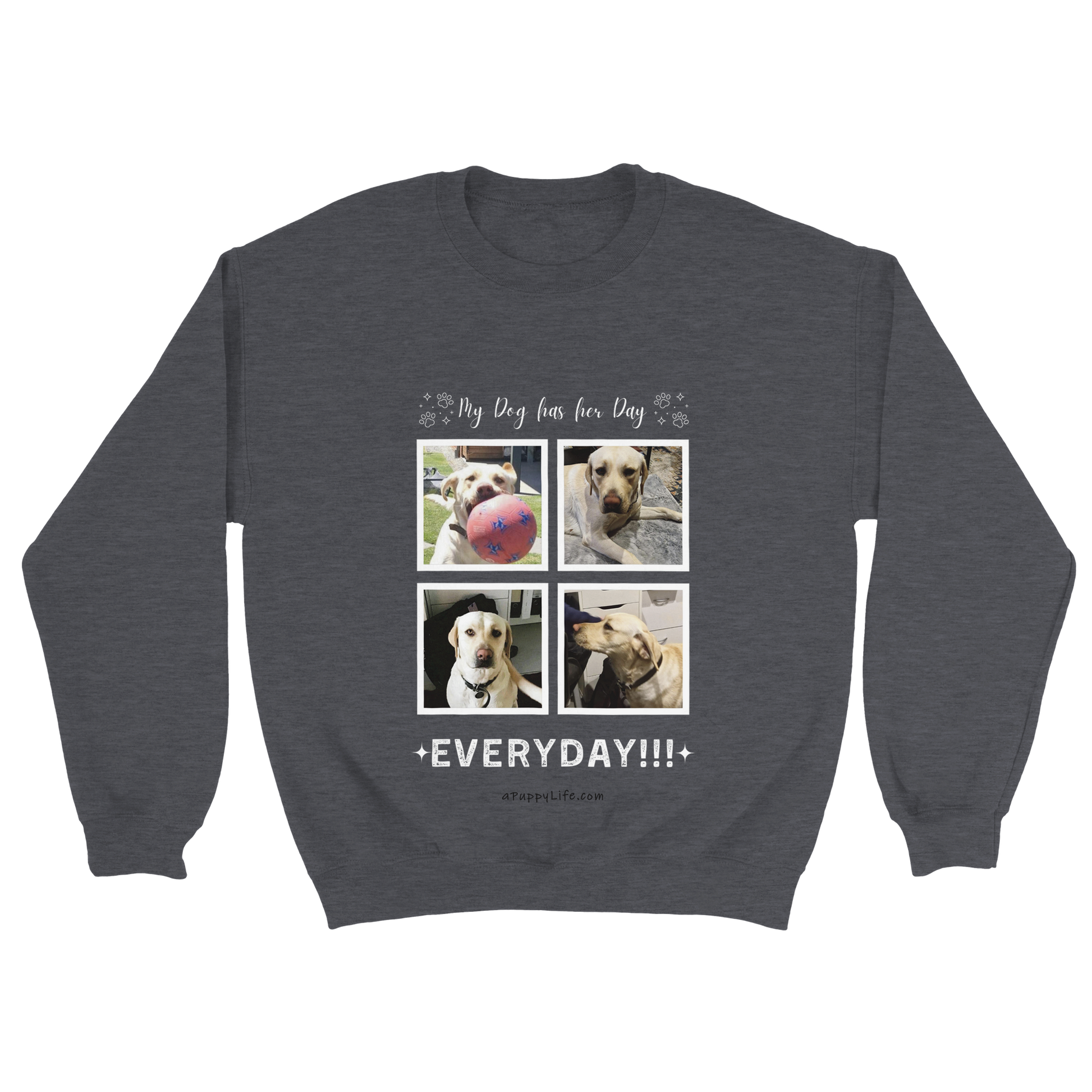 Custom Dog Photos on Crewneck Sweatshirt, Funny Sweatshirt for Dog Owners her day dark heather grey