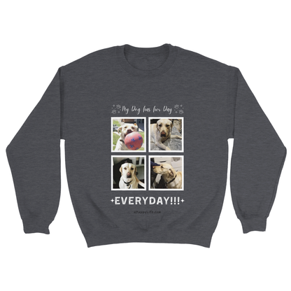 Custom Dog Photos on Crewneck Sweatshirt, Funny Sweatshirt for Dog Owners her day dark heather grey