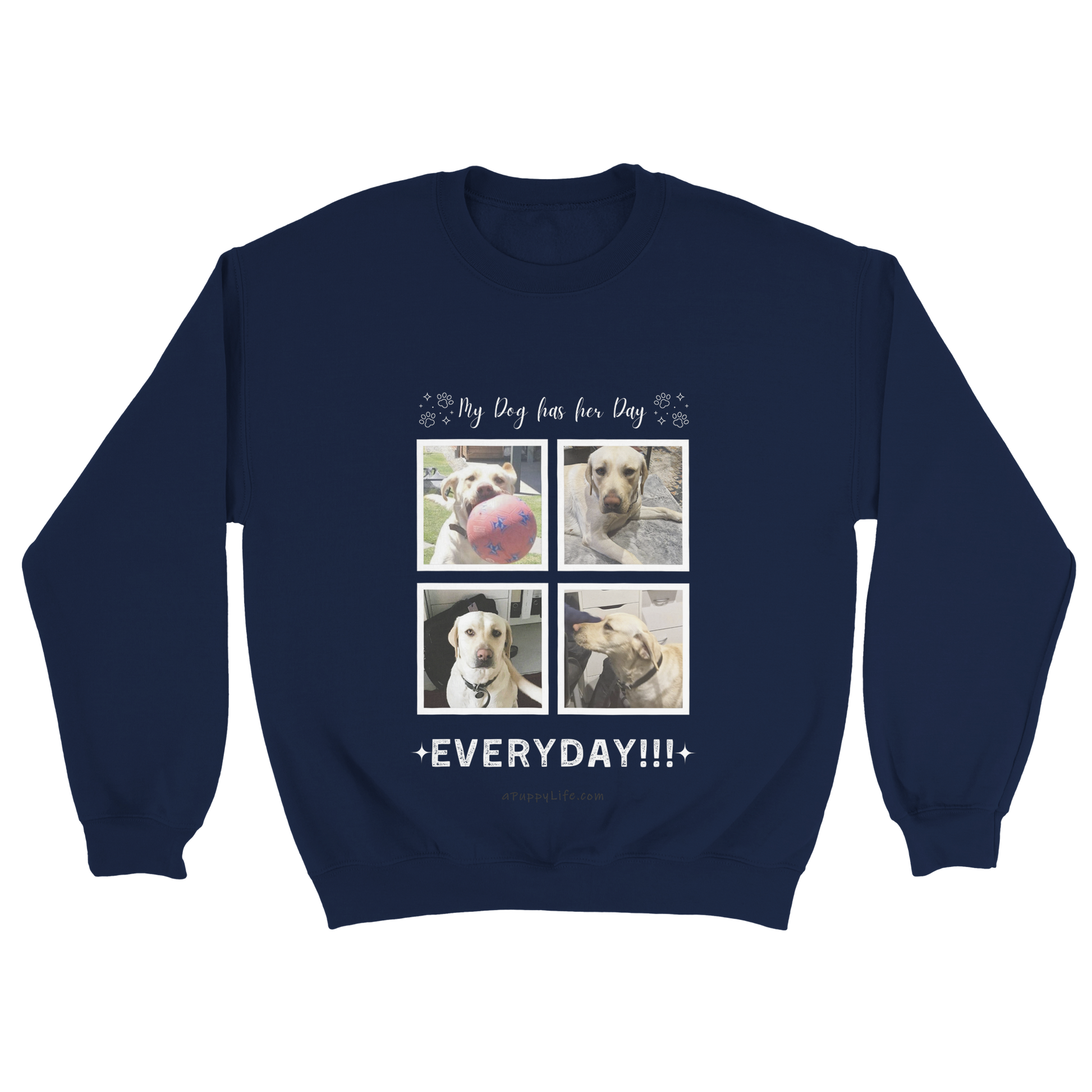 Custom Dog Photos on Crewneck Sweatshirt, Funny Sweatshirt for Dog Owners her day navy
