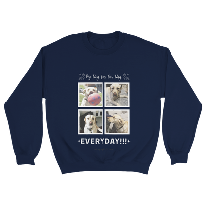 Custom Dog Photos on Crewneck Sweatshirt, Funny Sweatshirt for Dog Owners her day navy