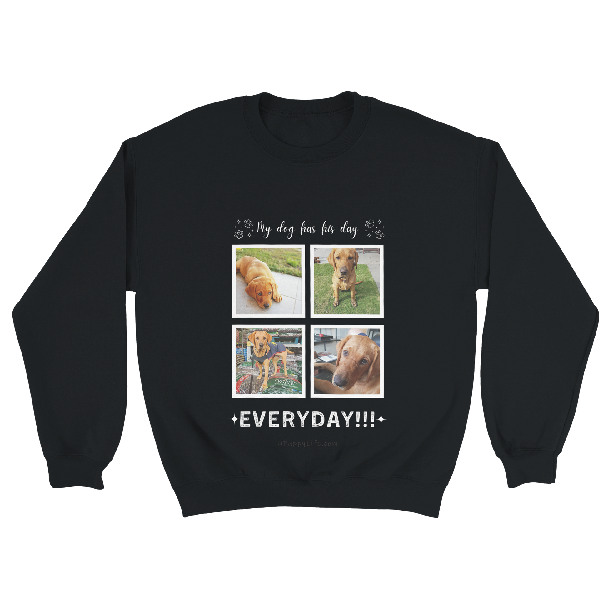 Custom Dog Photos on Crewneck Sweatshirt, Funny Sweatshirt for Dog Owners his day black