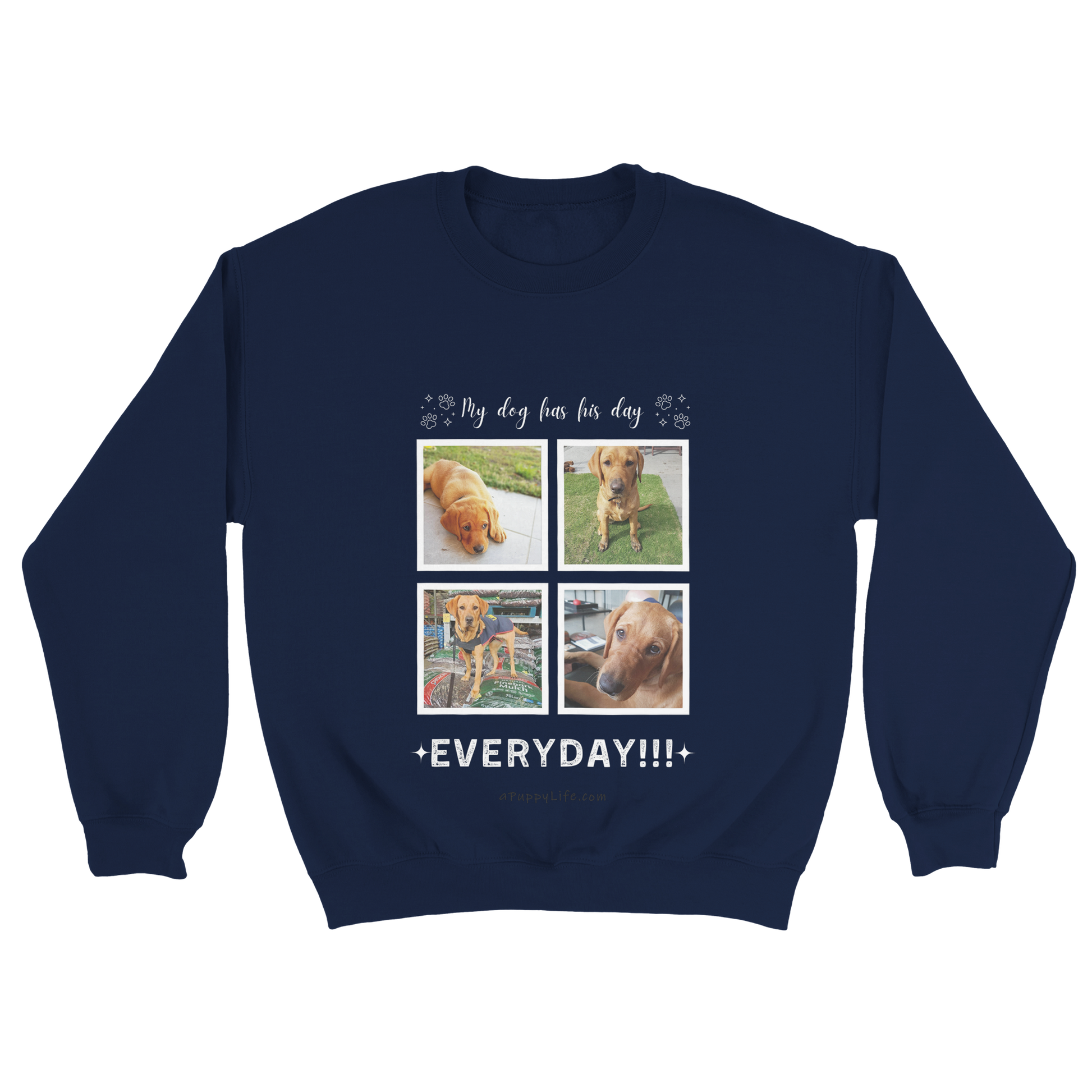 Custom Dog Photos on Crewneck Sweatshirt, Funny Sweatshirt for Dog Owners his day navy
