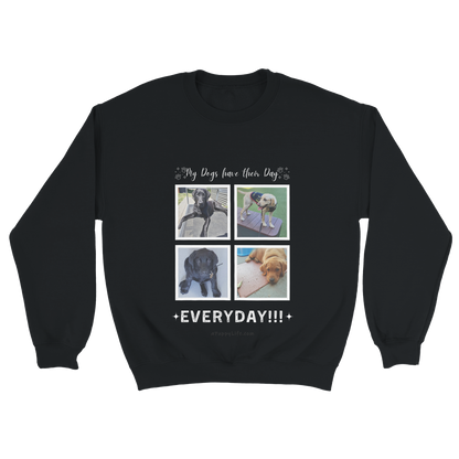 Custom Dog Photos on Crewneck Sweatshirt, Funny Sweatshirt for Dog Owners their day Black