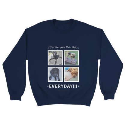 Custom Dog Photos on Crewneck Sweatshirt, Funny Sweatshirt for Dog Owners their day Navy