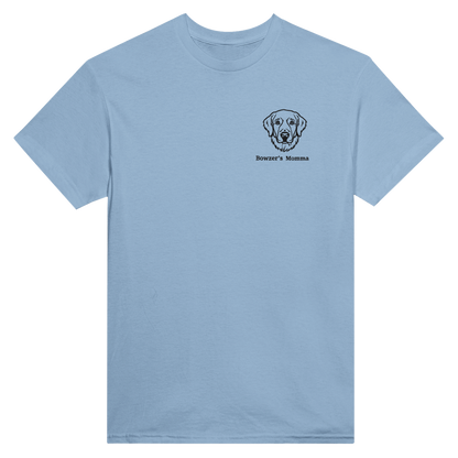 Custom Embroidered Dog Breed and Name T-shirt Light Blue