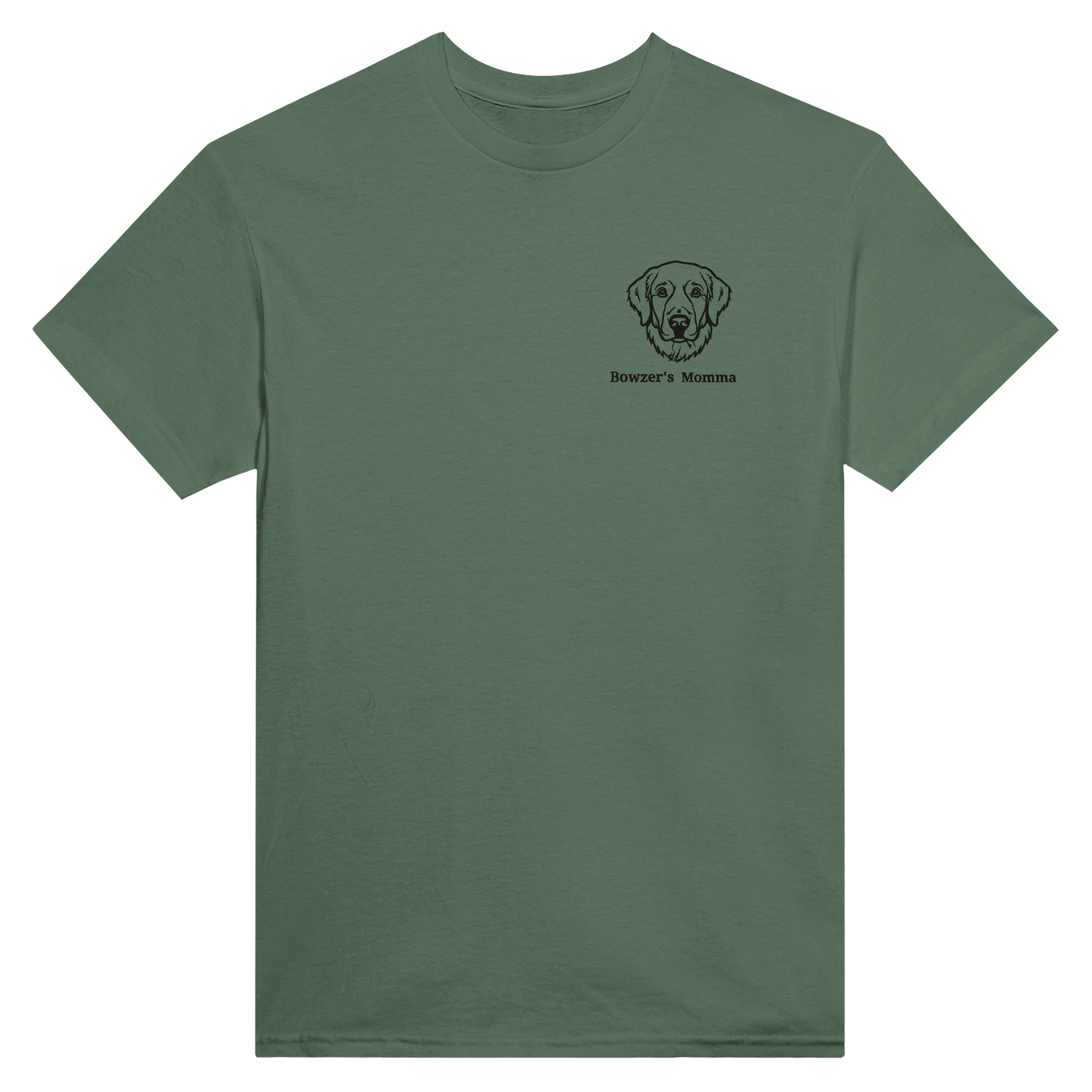 Custom Embroidered Dog Breed and Name T-shirt Military Green
