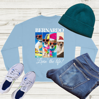 Custom Pet 4 Photo SweatShirt – Elegant Design with Personalization Options light blue