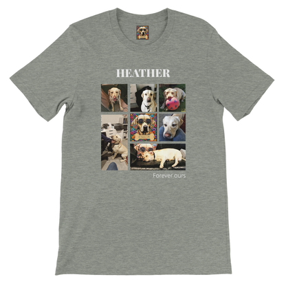 Custom Pet Photo Collage T-Shirt – Personalize with 7 Photos & Your Pet's Name White  text Athletic Heather - Grey