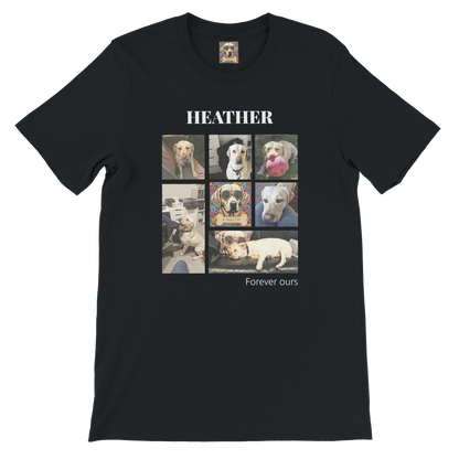 Custom Pet Photo Collage T-Shirt – Personalize with 7 Photos & Your Pet's Name black 