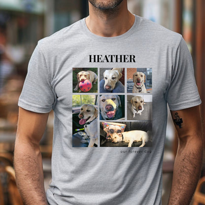 Custom Pet Photo Collage T-Shirt – Personalize with 7 Photos & Your Pet's Name context Athletic Heather -Grey