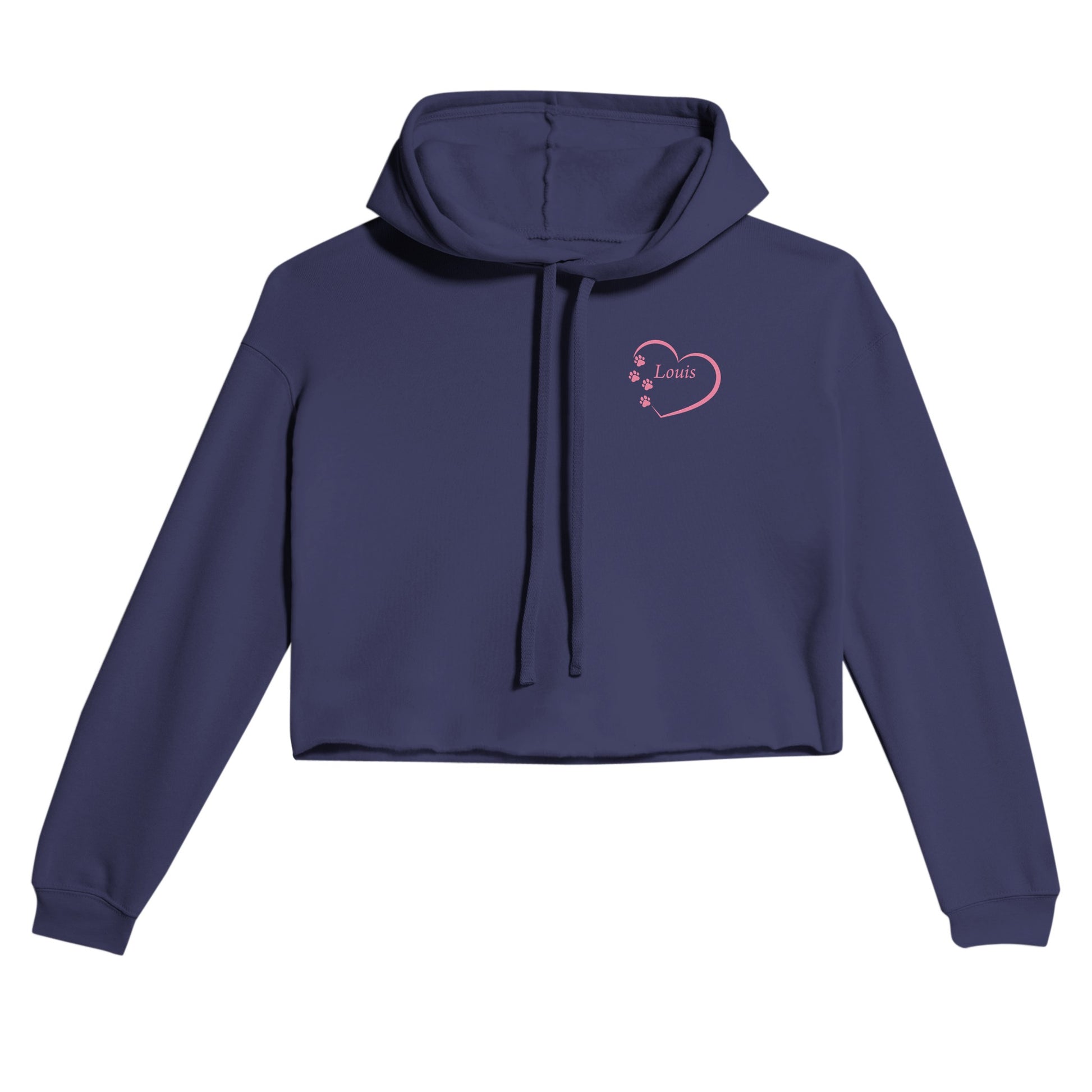 Custom Pet Photo Cropped Hoodie|Personalizable Women's Sweatshirt| Heart Frame - photo on back - purple