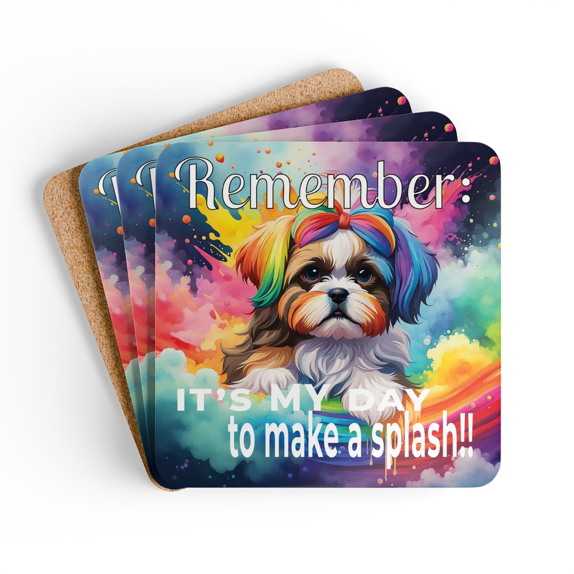 Cute Shih Tzu Puppy Funny Coaster Set - "It's my day!!" Stack