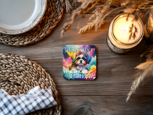 Cute Shih Tzu Puppy Funny Coaster Set - "It's my day!!" context 1