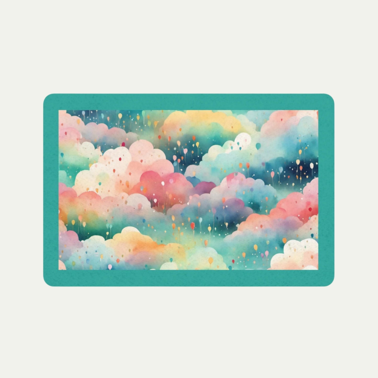 Dreamy Teal, Pet Food Mat (12x18) top