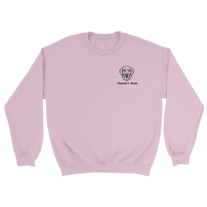 Embroidered Classic Crewneck Sweatshirt | Customize Dog Breed and Name Light Pink