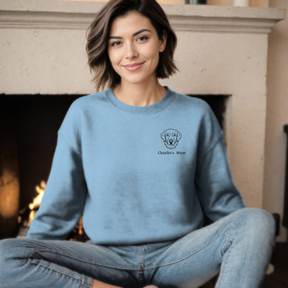 Embroidered Classic Crewneck Sweatshirt | Customize Dog Breed and Name Context Light Blue