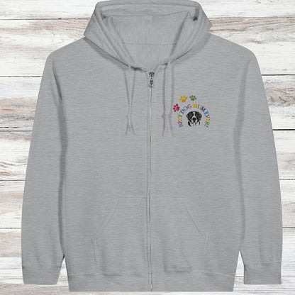 Classic Zip Hoodie | Embroidery| Best Dog Mum Ever! flat sport grey