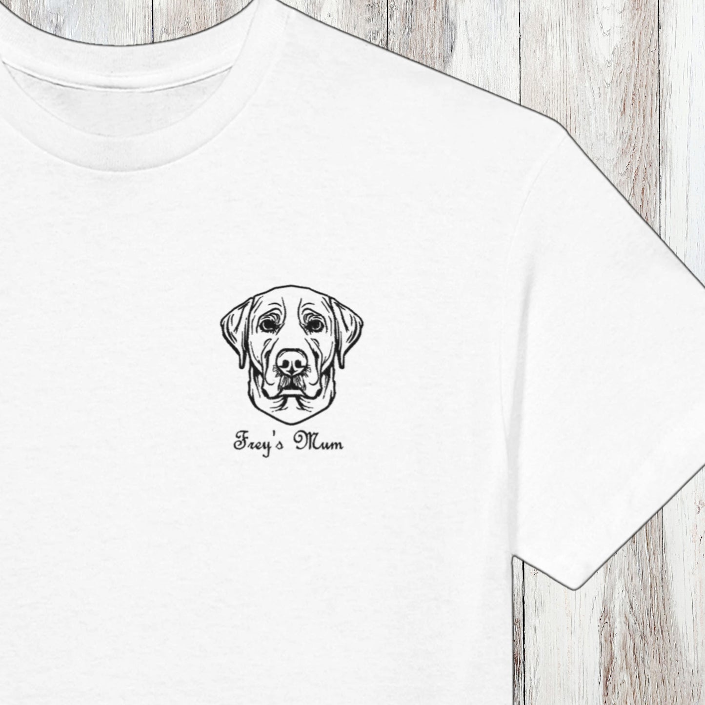 Embroidered Heavyweight Cotton Crewneck T-shirt | Dog Breed and Name detail