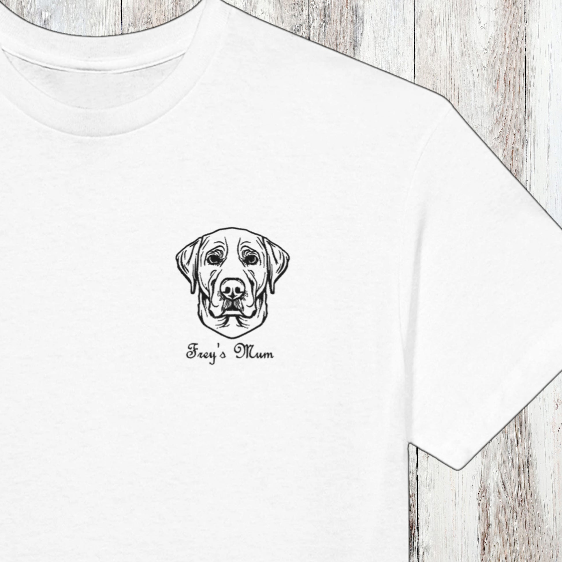 Embroidered Heavyweight Cotton Crewneck T-shirt | Dog Breed and Name detail