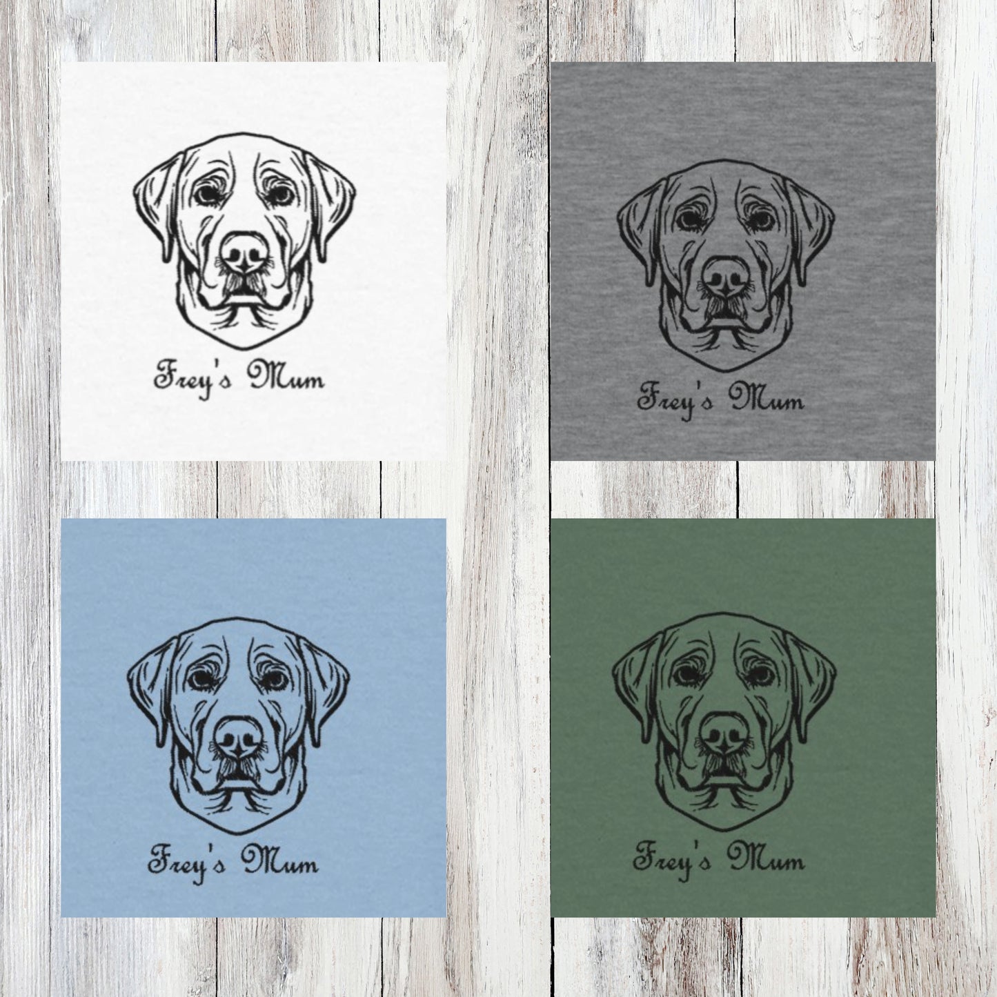 Embroidered Heavyweight Cotton Crewneck T-shirt | Dog Breed and Name detail color contrast