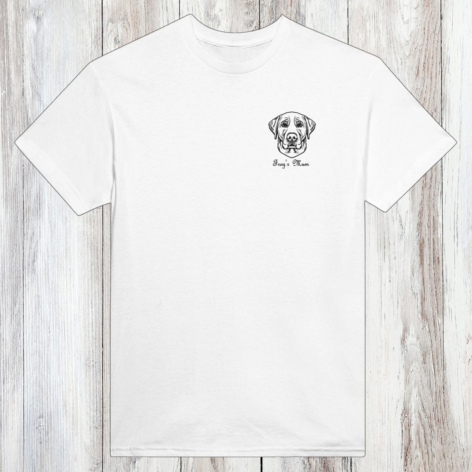 Embroidered Heavyweight Cotton Crewneck T-shirt | Dog Breed and Name white