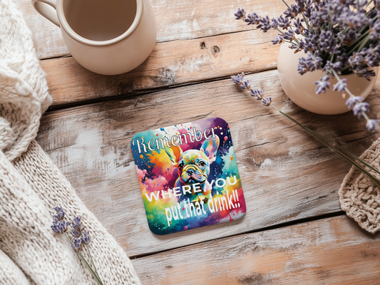 French Bulldog Coaster Set - Colorful Reminder Decor for Pet Lovers context 1