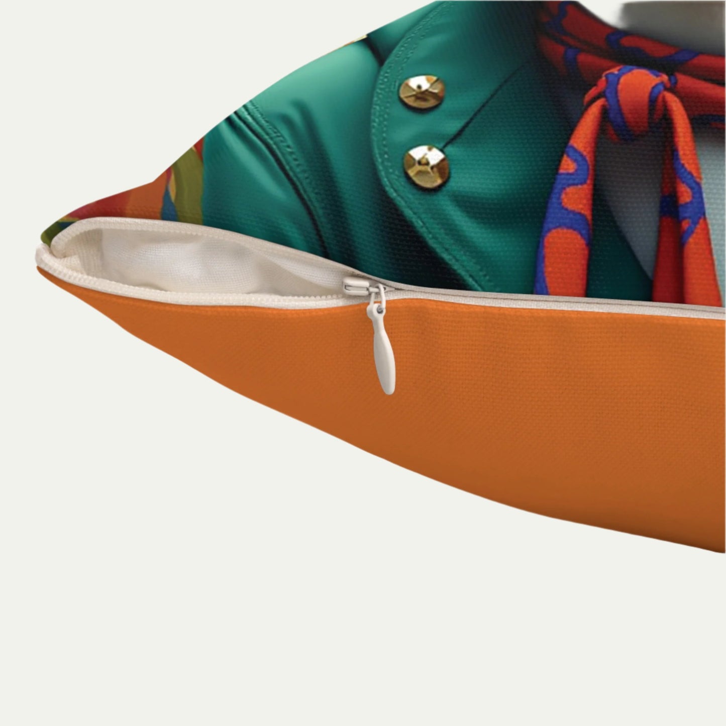 French Bulldog wearing glasses Square Accent Pillow, Outlandish Orange Zipper Detail
