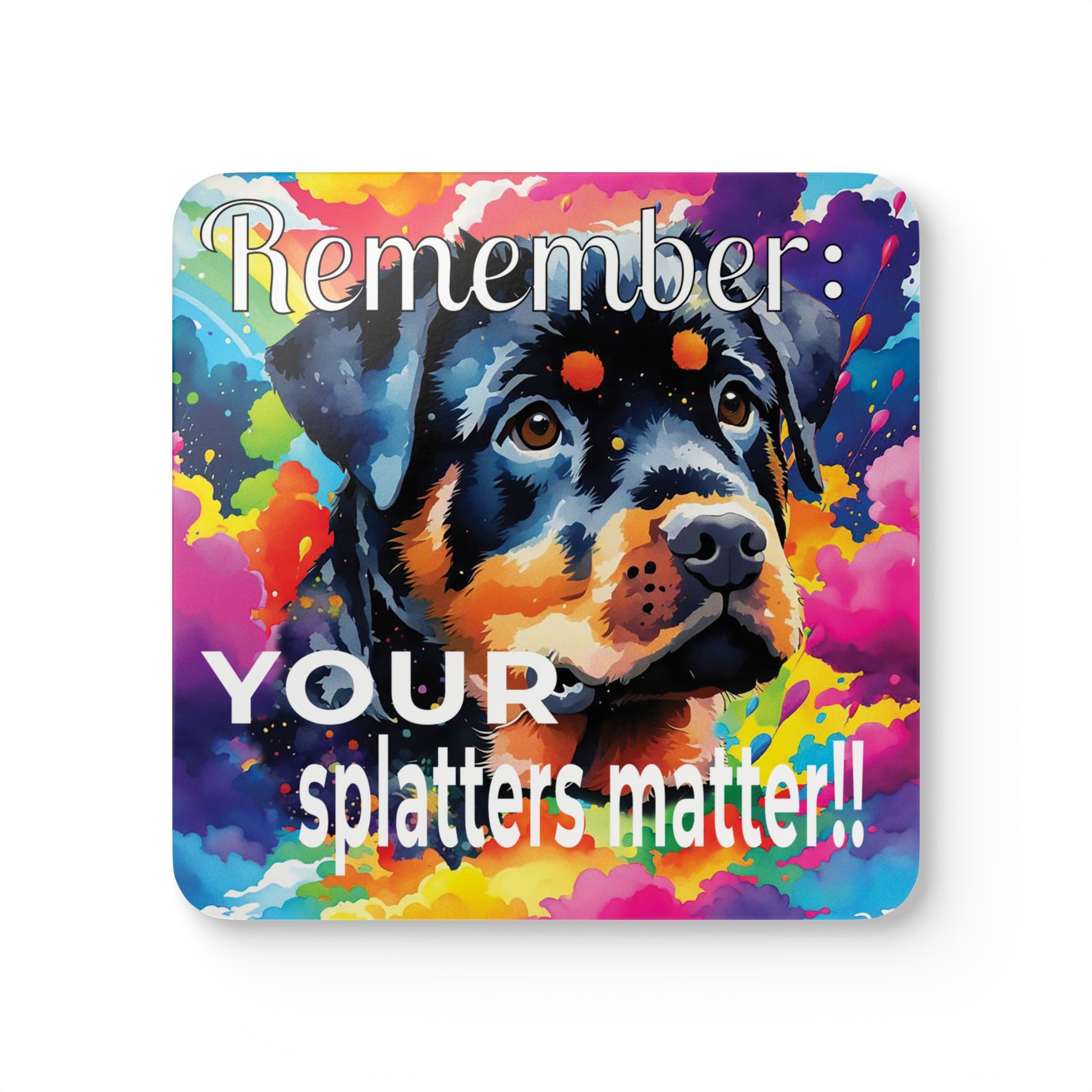 Funny Colorful Rottweiler Puppy Corkwood Coaster Set 