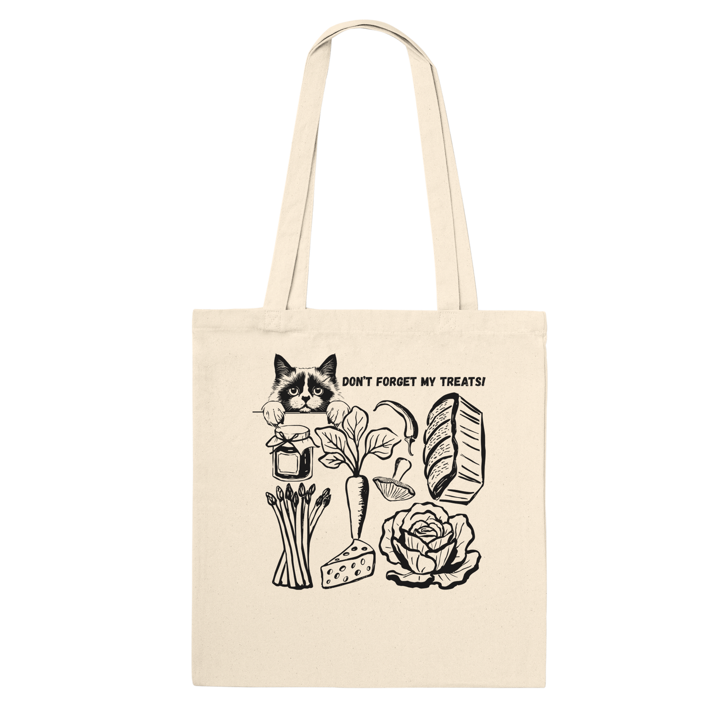 Funny Reusable Grocery Bag – Eco-Friendly Canvas Shopping Tote Fluffy Cat