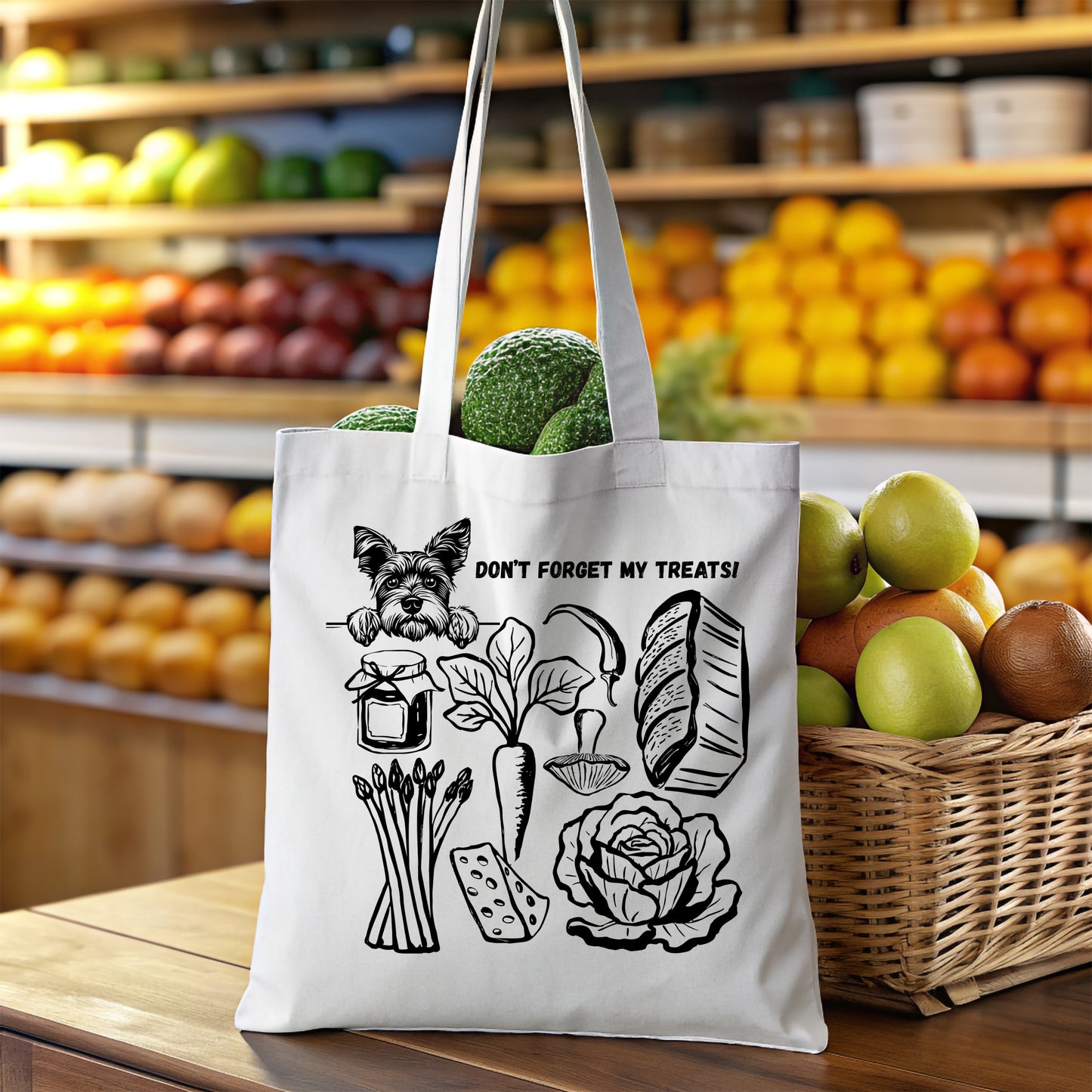 Funny Reusable Grocery Bag – Eco-Friendly Canvas Shopping Tote Schnauzer Market